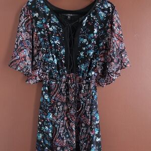 Vintage Guess Black and Red Floral Maxi Dress